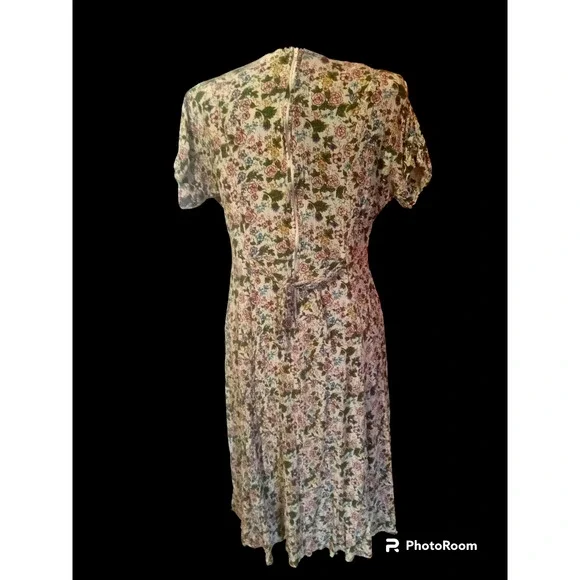 Marnie West vintage tan floral open front maxi dress, Size 9/10 - Picture 4 of 7